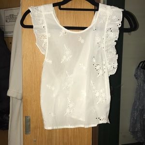 White flower linen sleeveless top from Zara